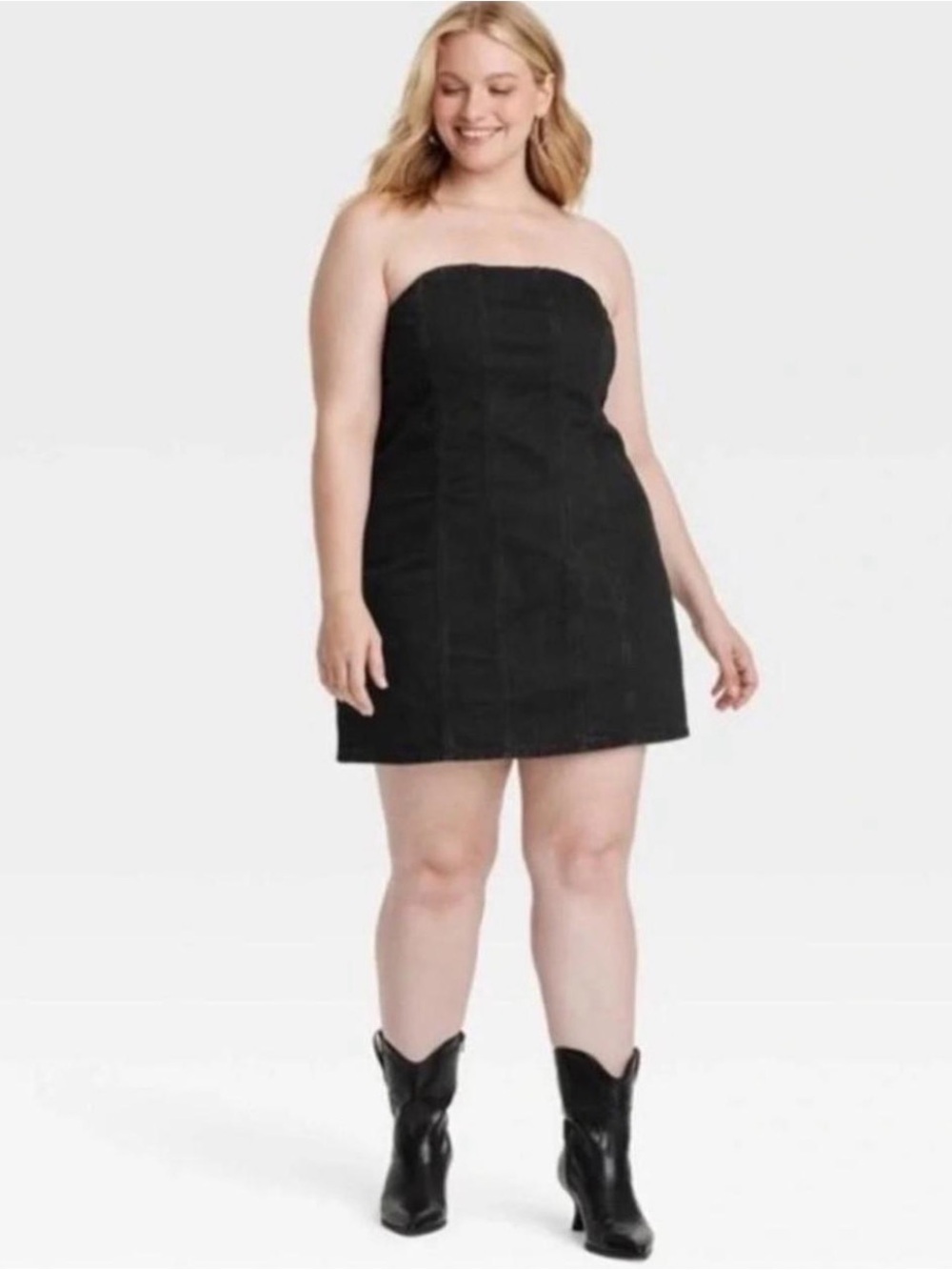Universal Thread Strapless Black Denim Mini Dress